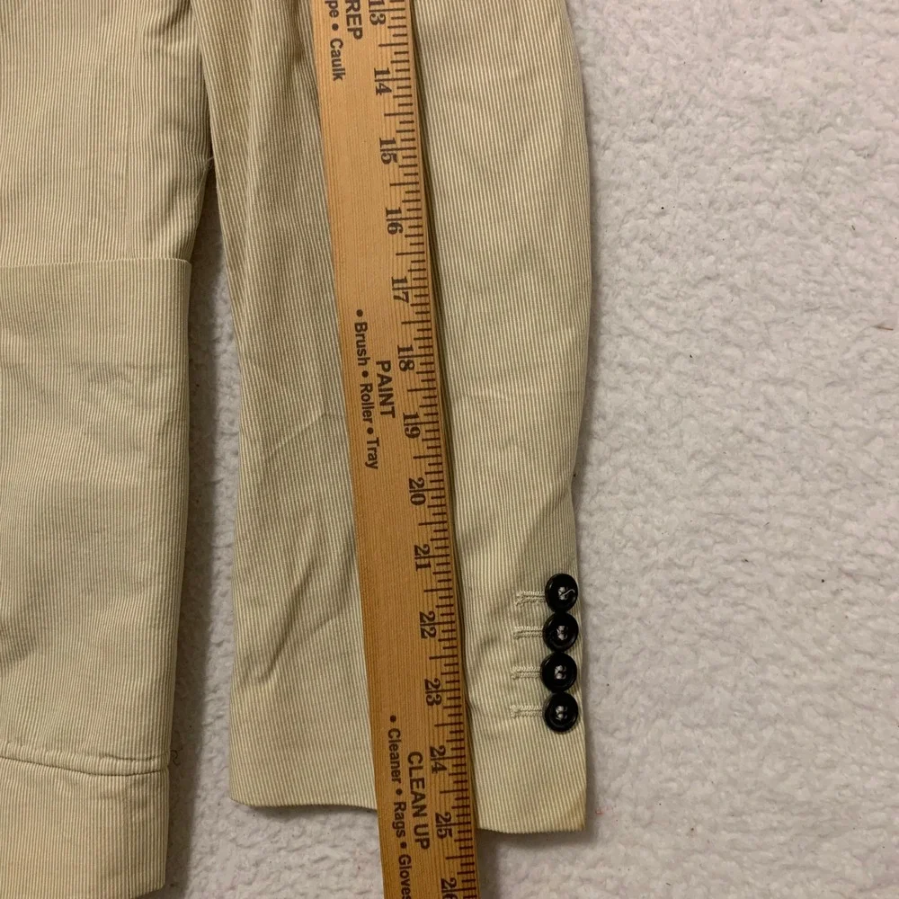 Billy Reid Seersucker Blazer Mens 38R Stripe Unstructured Sport Coat Tan White